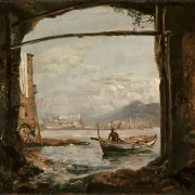 Johan Christian Dahl – Blick von einer Grotte bei Posillipo  1820 | Giclée Kunstdruck gerahmt