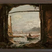 Johan Christian Dahl – Blick von einer Grotte bei Posillipo  1820 | Giclée Kunstdruck gerahmt