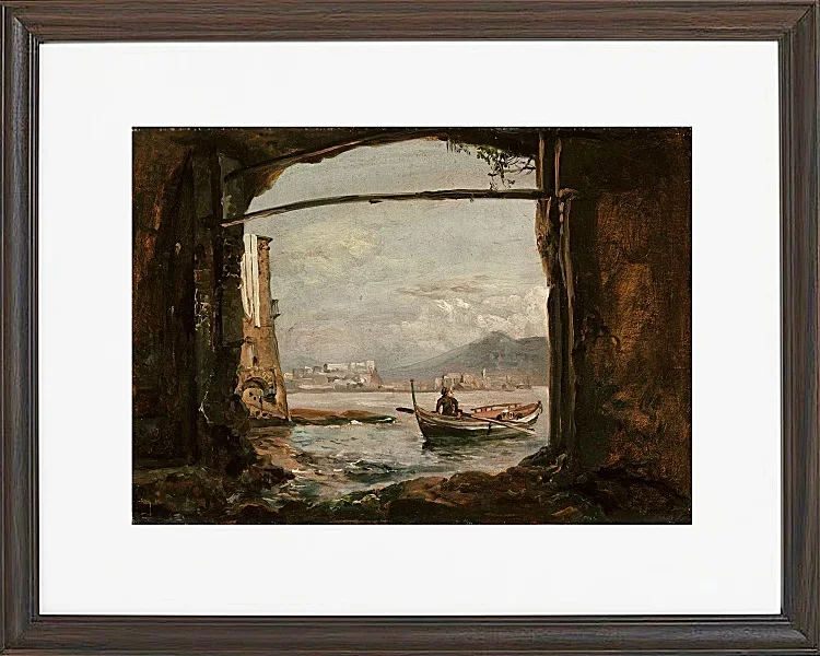 Johan Christian Dahl – Blick von einer Grotte bei Posillipo  1820 | Giclée Kunstdruck gerahmt