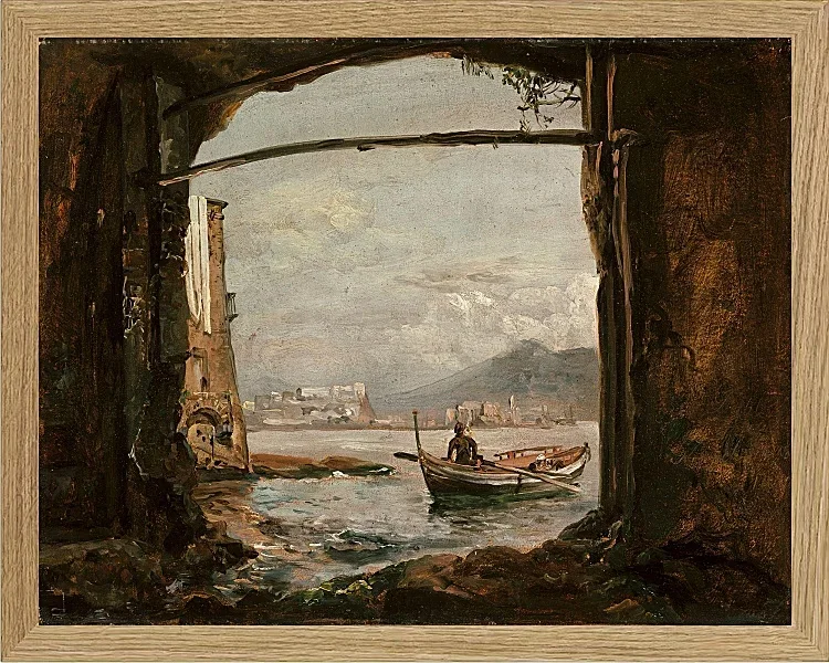 Johan Christian Dahl – Blick von einer Grotte bei Posillipo  1820 | Giclée Kunstdruck gerahmt