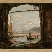 Johan Christian Dahl – Blick von einer Grotte bei Posillipo  1820 | Giclée Kunstdruck gerahmt