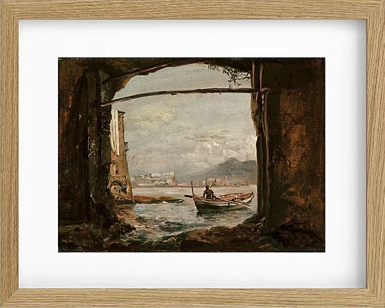 Johan Christian Dahl – Blick von einer Grotte bei Posillipo  1820 | Giclée Kunstdruck gerahmt