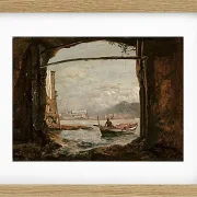 Johan Christian Dahl – Blick von einer Grotte bei Posillipo  1820 | Giclée Kunstdruck gerahmt