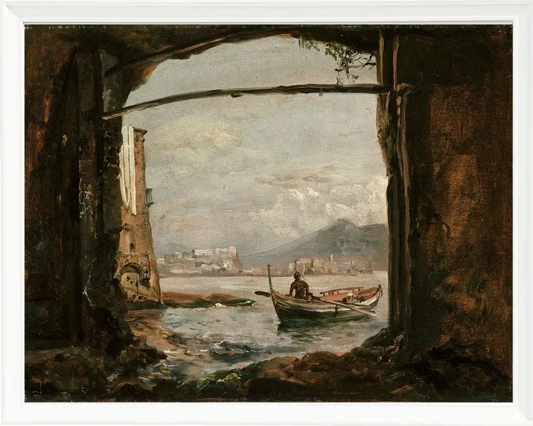 Johan Christian Dahl – Blick von einer Grotte bei Posillipo  1820 | Giclée Kunstdruck gerahmt