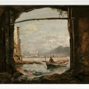 Johan Christian Dahl – Blick von einer Grotte bei Posillipo  1820 | Giclée Kunstdruck gerahmt