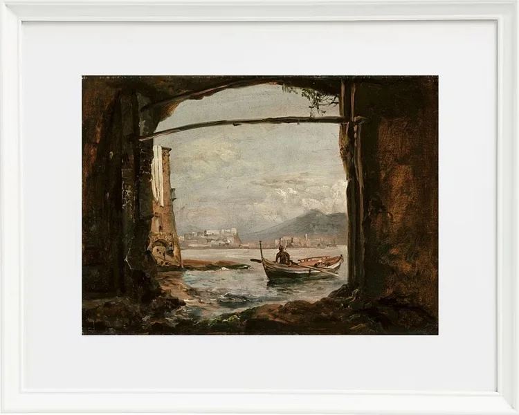 Johan Christian Dahl – Blick von einer Grotte bei Posillipo  1820 | Giclée Kunstdruck gerahmt