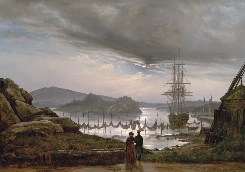Johan Christian Dahl | Udsigt fra Vaekero ved Christiania - 1827 | Indrammet kunsttryk | Romantic | formida