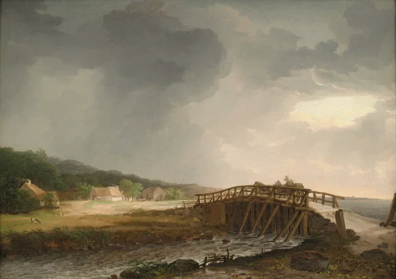 Johan Christian Dahl | Broen over Tryggevælde - 1813 | Indrammet kunsttryk | Romantic | formida