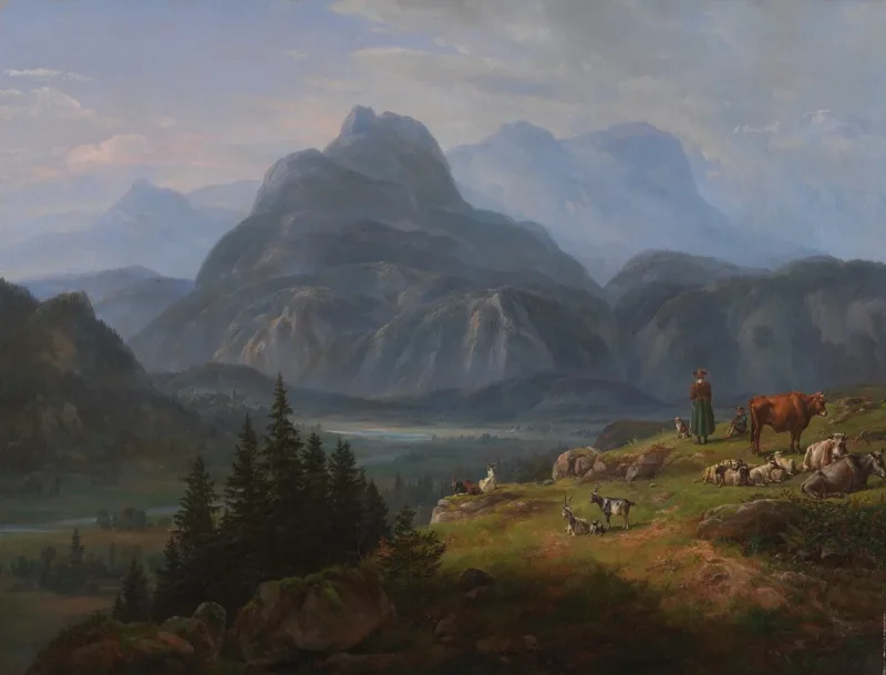 Johan Christian Dahl – Das Etschtal bei Roveredo  1824 | Giclée Kunstdruck gerahmt