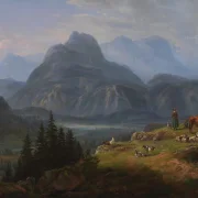 Johan Christian Dahl – Das Etschtal bei Roveredo  1824 | Giclée Kunstdruck gerahmt