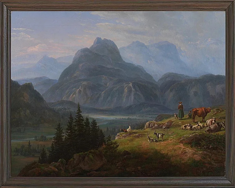 Johan Christian Dahl – Das Etschtal bei Roveredo  1824 | Giclée Kunstdruck gerahmt