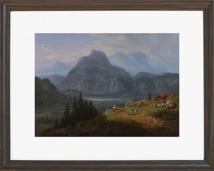 Johan Christian Dahl – Das Etschtal bei Roveredo  1824 | Giclée Kunstdruck gerahmt