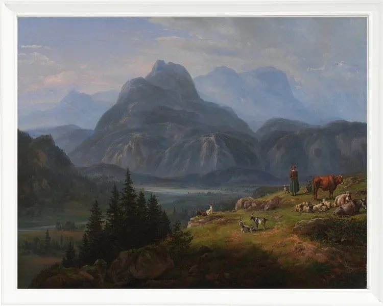 Johan Christian Dahl – Das Etschtal bei Roveredo  1824 | Giclée Kunstdruck gerahmt