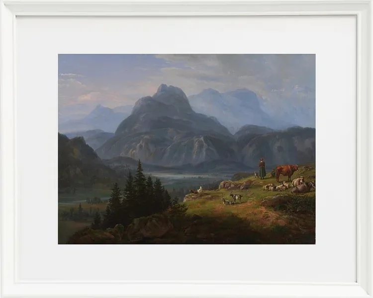 Johan Christian Dahl – Das Etschtal bei Roveredo  1824 | Giclée Kunstdruck gerahmt