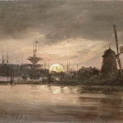 Johan Christian Dahl | Oder nær Swinemünde i måneskin - 1839 | Romantic | formida