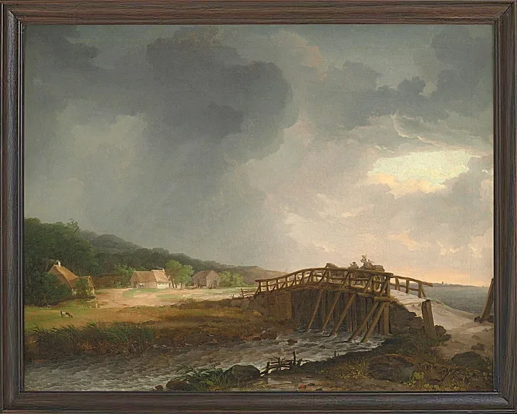 Johan Christian Dahl – Die Brücke über Tryggevælde  1813 | Giclée Kunstdruck gerahmt