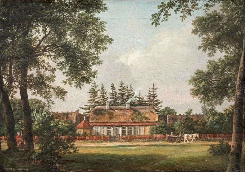 Johan Christian Dahl | Ein Forsthaus, Hillerød - 1812 | Gerahmter Kunstdruck | Romantik | formida