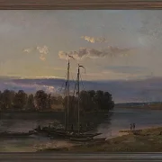 Johan Christian Dahl – Die Elbe bei Sonnenuntergang  1821 | Giclée Kunstdruck gerahmt