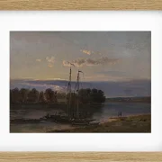 Johan Christian Dahl – Die Elbe bei Sonnenuntergang  1821 | Giclée Kunstdruck gerahmt