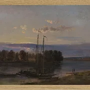 Johan Christian Dahl – Die Elbe bei Sonnenuntergang  1821 | Giclée Kunstdruck gerahmt