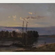 Johan Christian Dahl – Die Elbe bei Sonnenuntergang  1821 | Giclée Kunstdruck gerahmt