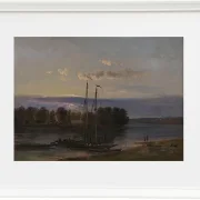 Johan Christian Dahl – Die Elbe bei Sonnenuntergang  1821 | Giclée Kunstdruck gerahmt