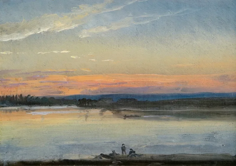 Johan Christian Dahl | Elben i aftenlys - 1856 | Romantic | formida