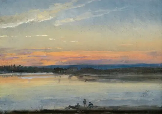 Johan Christian Dahl | Elben i aftenlys - 1856 | Romantic | formida
