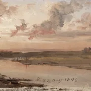 Johan Christian Dahl | Die Elbe am Abend - 1845 | Gerahmter Kunstdruck | Romantik | formida