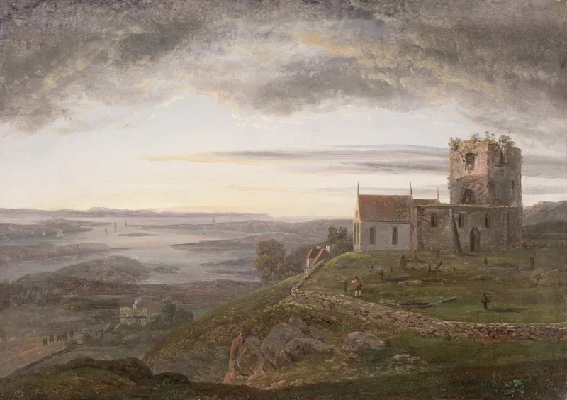Johan Christian Dahl | Den ødelagte kirke ved Avaldsnes ved Karmøy - 1820 | Romantic | formida