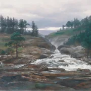 Johan Christian Dahl | Labrofoss' nedre vandfald - 1827 | Indrammet kunsttryk | Romantic | formida
