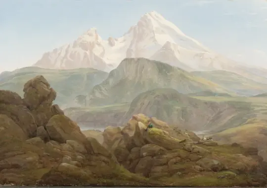 Johan Christian Dahl | Der Watzmann - 1825 | Gerahmter Kunstdruck | Romantik | formida