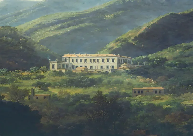 Johan Christian Dahl | Der Königspalast von Quisisana bei Neapel - 1820 | Gerahmter Kunstdruck | Romantik | formida