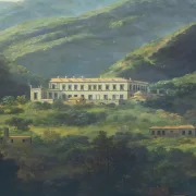 Johan Christian Dahl | Der Königspalast von Quisisana bei Neapel - 1820 | Gerahmter Kunstdruck | Romantik | formida