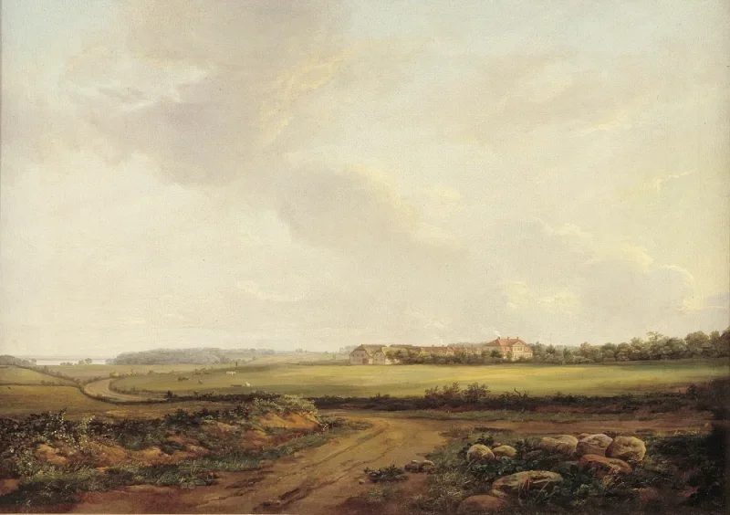 Johan Christian Dahl | Udsigt over Engelholm ved Præstø på Sjælland - 1816 | Indrammet kunsttryk | Romantic | formida