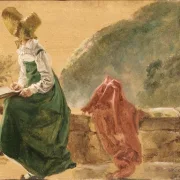 Johan Christian Dahl | Prinsesse Caroline Amalie tegner i Napoli - 1820 | Romantic | formida
