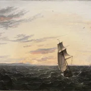 Johan Christian Dahl | Havudsigt over øen Rügens kyst i aftenlyset - 1818 | Indrammet kunsttryk | Romantic | formida