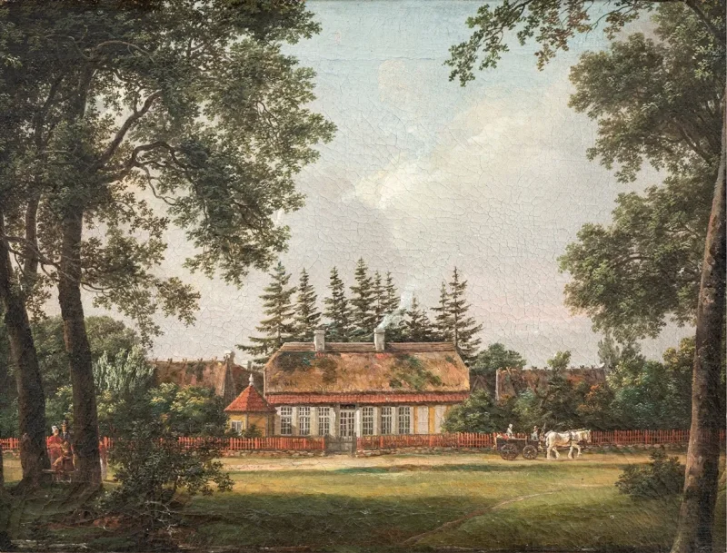 Johan Christian Dahl – Ein Forsthaus, Hillerød  1812 | Giclée Kunstdruck gerahmt