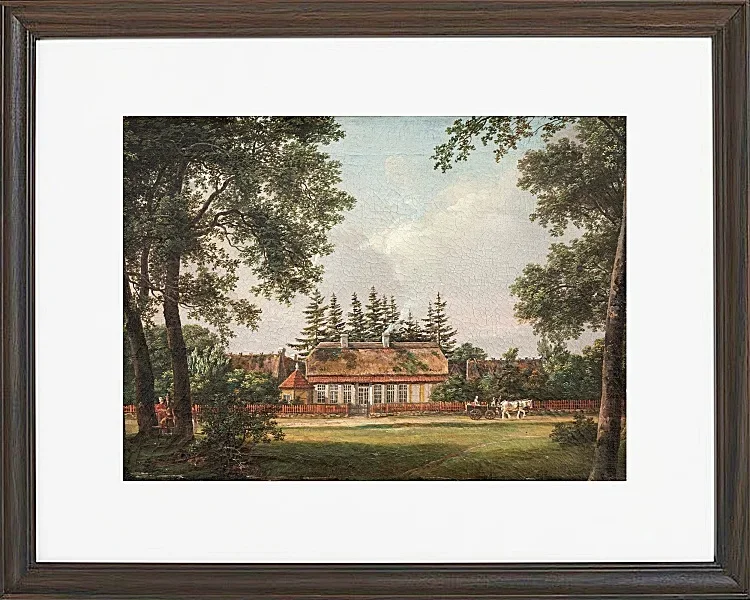 Johan Christian Dahl – Ein Forsthaus, Hillerød  1812 | Giclée Kunstdruck gerahmt