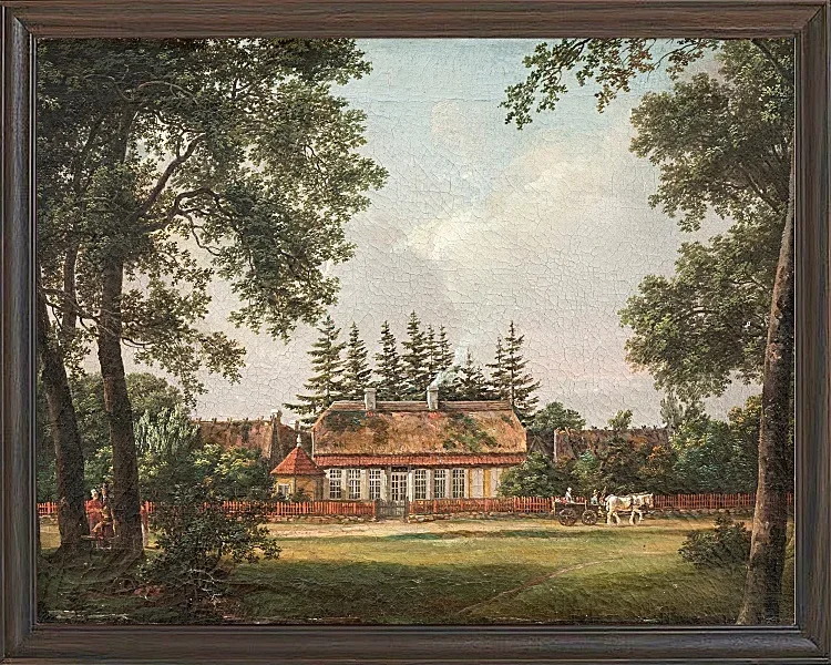 Johan Christian Dahl – Ein Forsthaus, Hillerød  1812 | Giclée Kunstdruck gerahmt