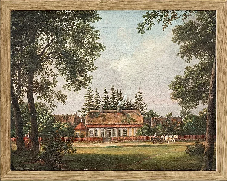 Johan Christian Dahl – Ein Forsthaus, Hillerød  1812 | Giclée Kunstdruck gerahmt