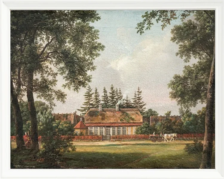 Johan Christian Dahl – Ein Forsthaus, Hillerød  1812 | Giclée Kunstdruck gerahmt