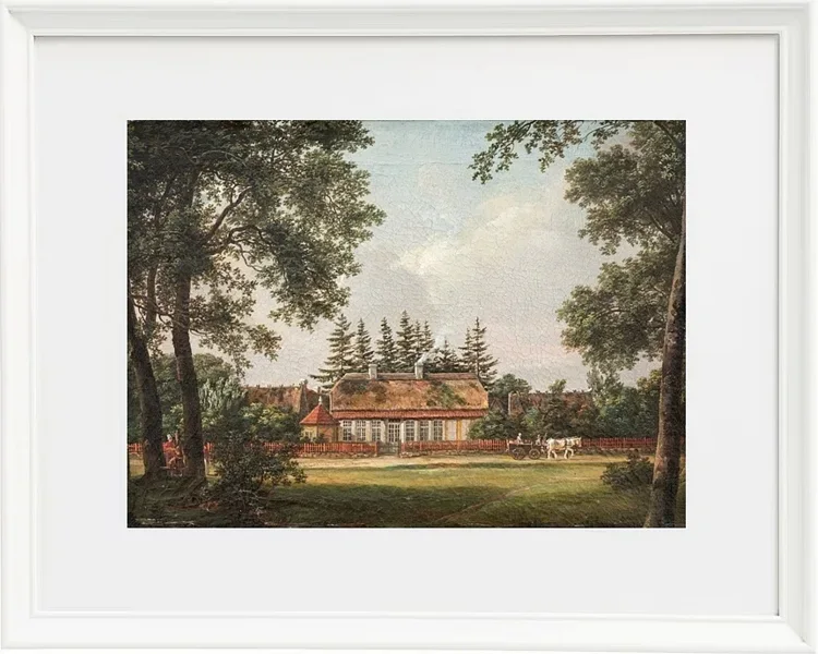 Johan Christian Dahl – Ein Forsthaus, Hillerød  1812 | Giclée Kunstdruck gerahmt
