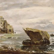 Johan Christian Dahl | Strand nær Posillipo - 1821 | Indrammet kunsttryk | Romantic | formida