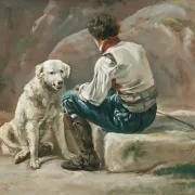 Johan Christian Dahl | Italiener med hvid hund - 1821 | Indrammet kunsttryk | Romantic | formida