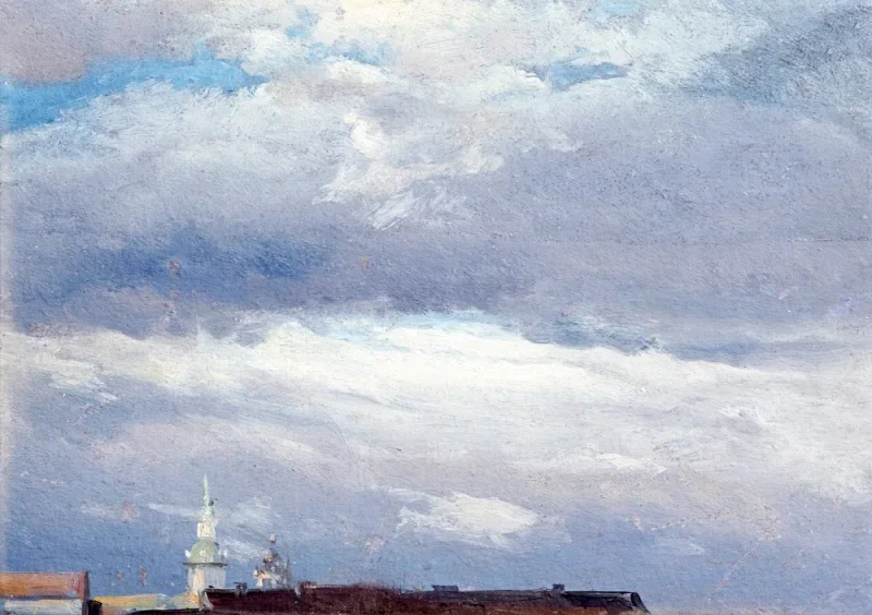 Johan Christian Dahl | Gewitterwolken über dem Schlossturm in Dresden - 1825 | Gerahmter Kunstdruck | Romantik | formida