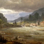 Johan Christian Dahl | Hellefossen bei Hokksund - 1847 | Gerahmter Kunstdruck | Romantik | formida