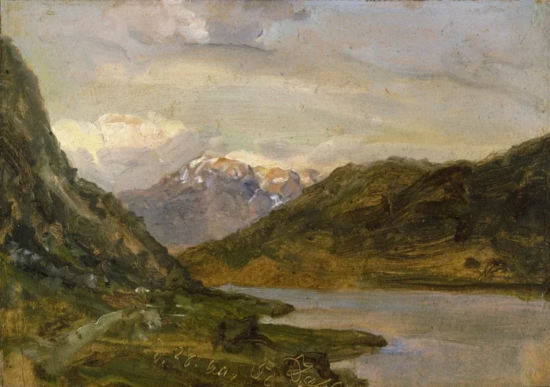 Johan Christian Dahl | Landskab ved Nystuen på Filefjell - 1850 | Indrammet kunsttryk | Romantic | formida