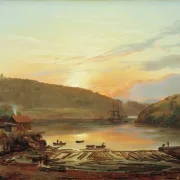 Johan Christian Dahl | Landskab nær Skien ved solnedgang - 1850 | Indrammet kunsttryk | Romantic | formida