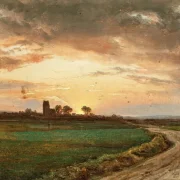 Johan Christian Dahl | Landskab nær Lippe ved solnedgang - 1827 | Indrammet kunsttryk | Romantic | formida